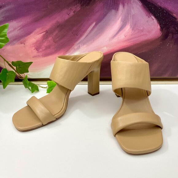 New Vince Quinn Block Heel Slide Sandals in Cappuccino Size 9 - Picture 5 of 16